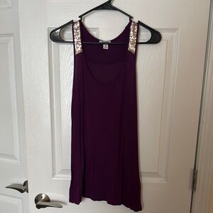 Purple Sleeveless Top with Sequin Straps